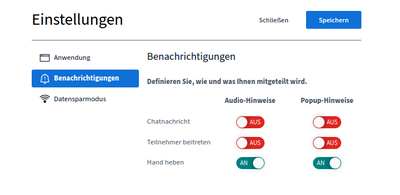 BigBlueButton Benachrichtigungs-Einstellungen